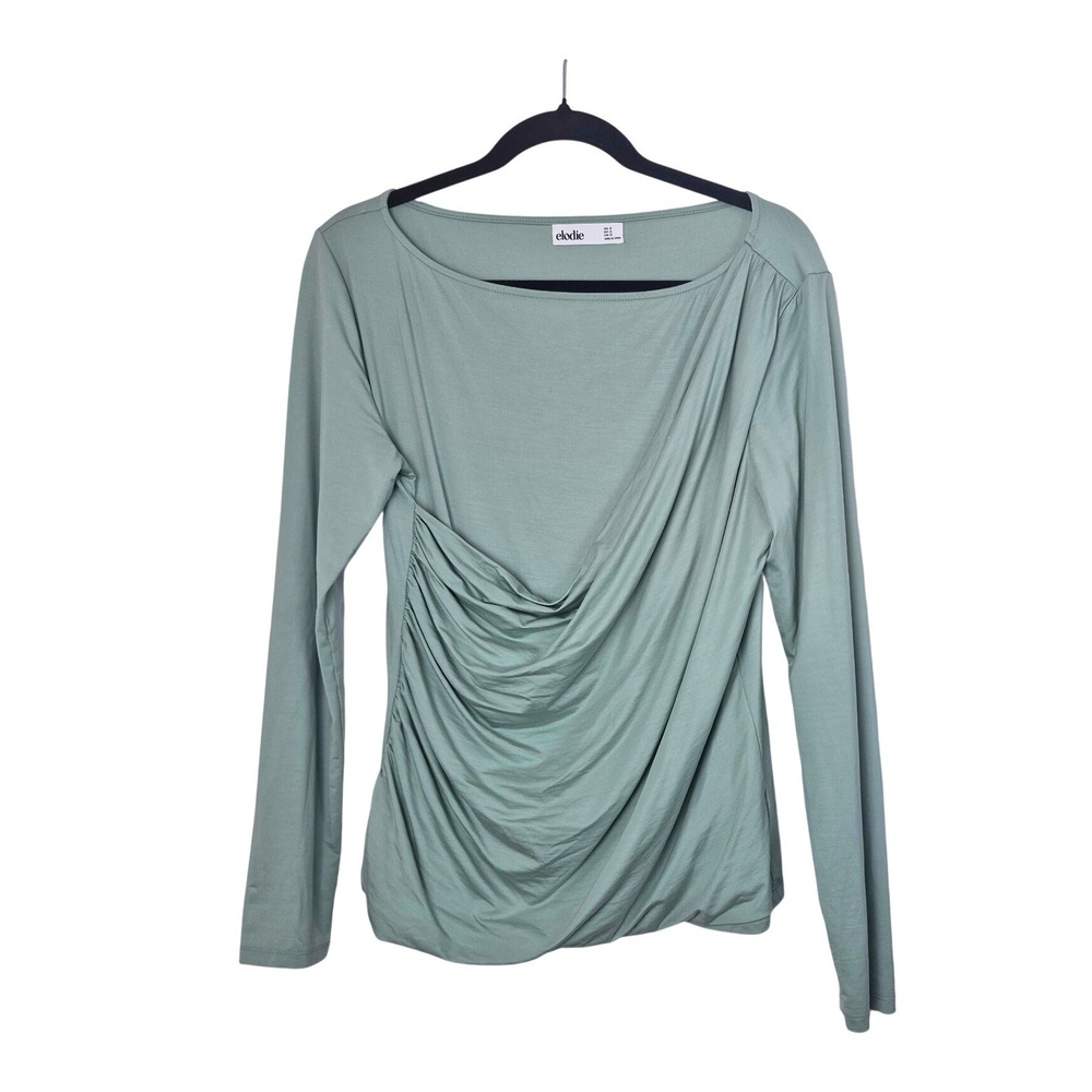 Elodie Nordstrom Womens XL Green Ruched Drape Front Long Sleeve Top ELTE1730-NR